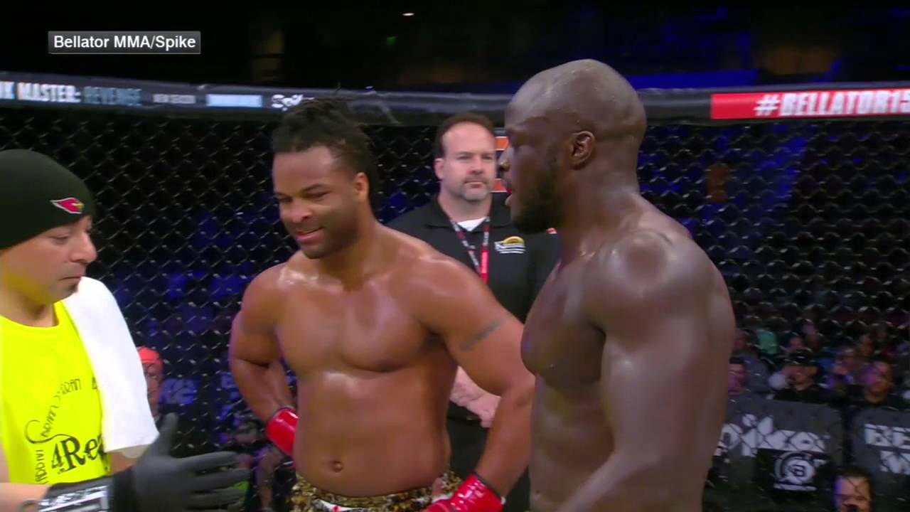 MMA fighter accidentally backfists official post match