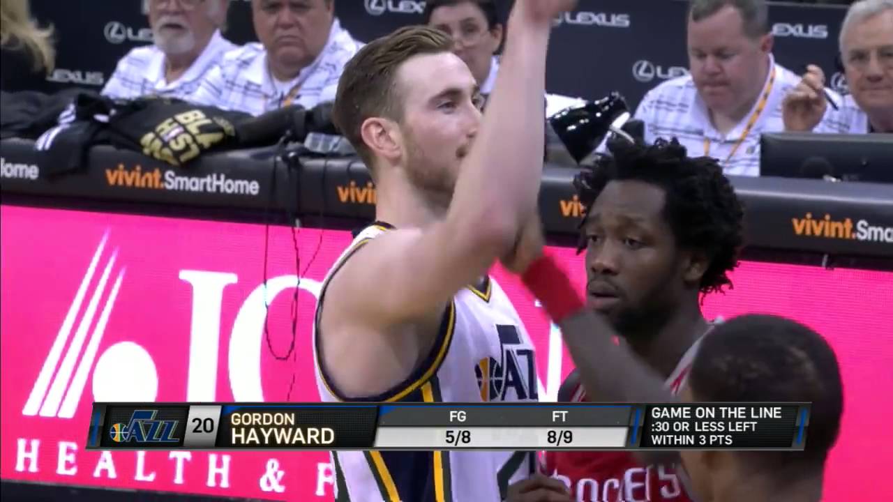 Patrick Beverley trying to punk Gordon Hayward on his free throws