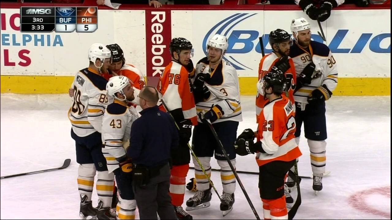 Philadelphia Flyers' Radko Gudas with a brutal head shot hit on Catenacci