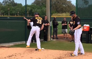 Pittsburgh Pirates pitchers try out new protective hats