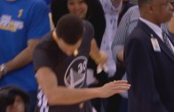 Steph Curry hits the dab after a beautiful assist