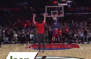 Clippers fan wins a jeep by hitting half court shot