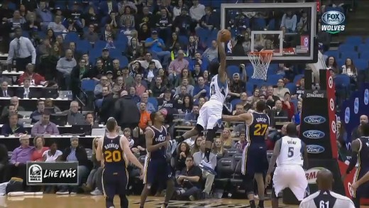 Andrew Wiggins soars in for the slam