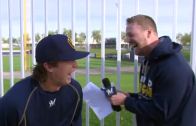 Brewers’ Brett Phillips can’t control his laughter with Cliff Floyd