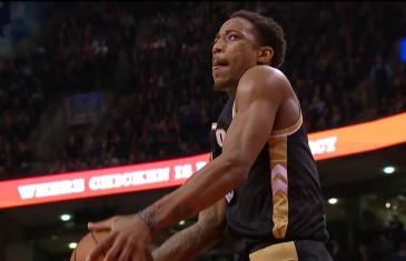 DeMar DeRozan throws down beautiful windmill after the whistle