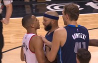 Deron Williams gets in CJ McCollum’s face after the foul