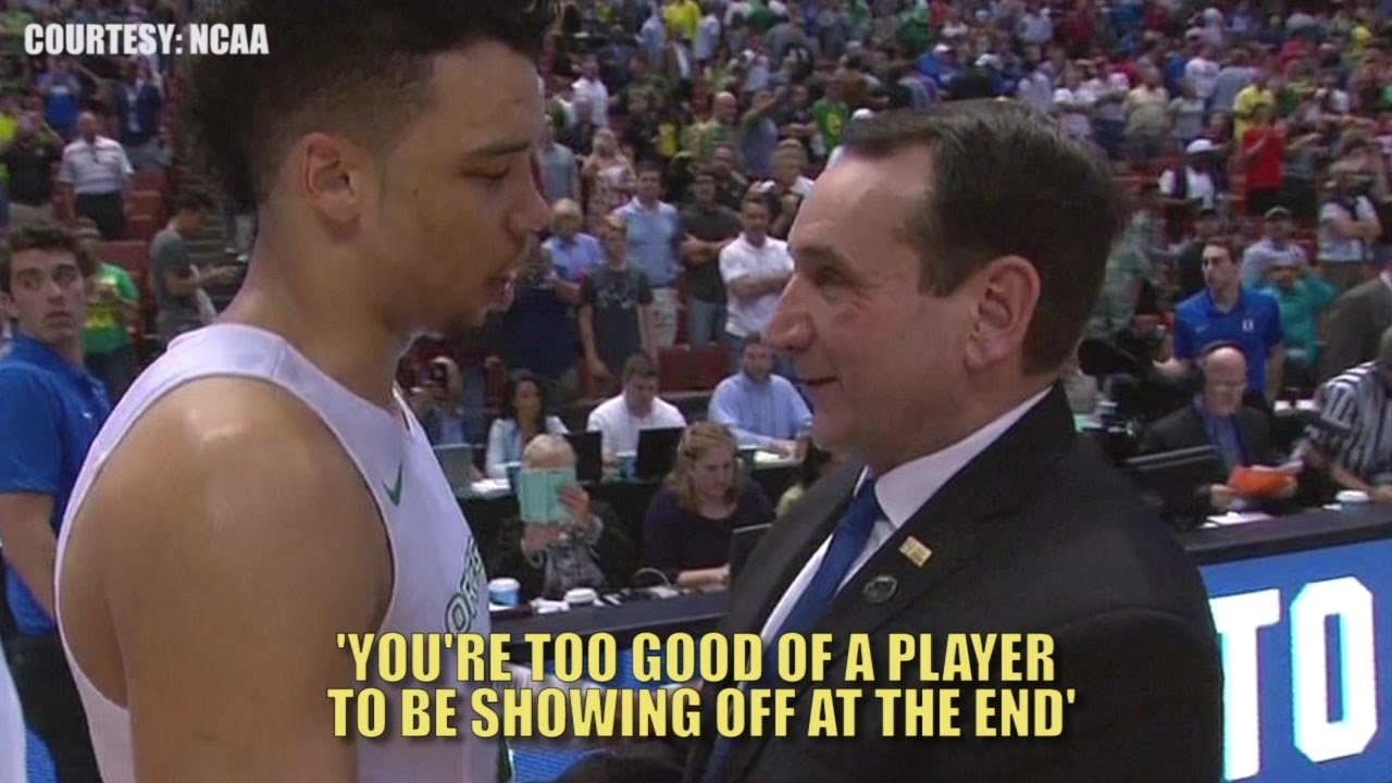 Did Coach K lecture Oregon's Dillon Brooks after beating Duke?