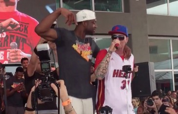 Dwyane Wade dances with Vanilla Ice during “Ice Ice Baby” performance