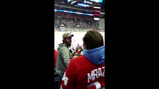 Fight breaks out between Red Wings & Blue Jackets fans