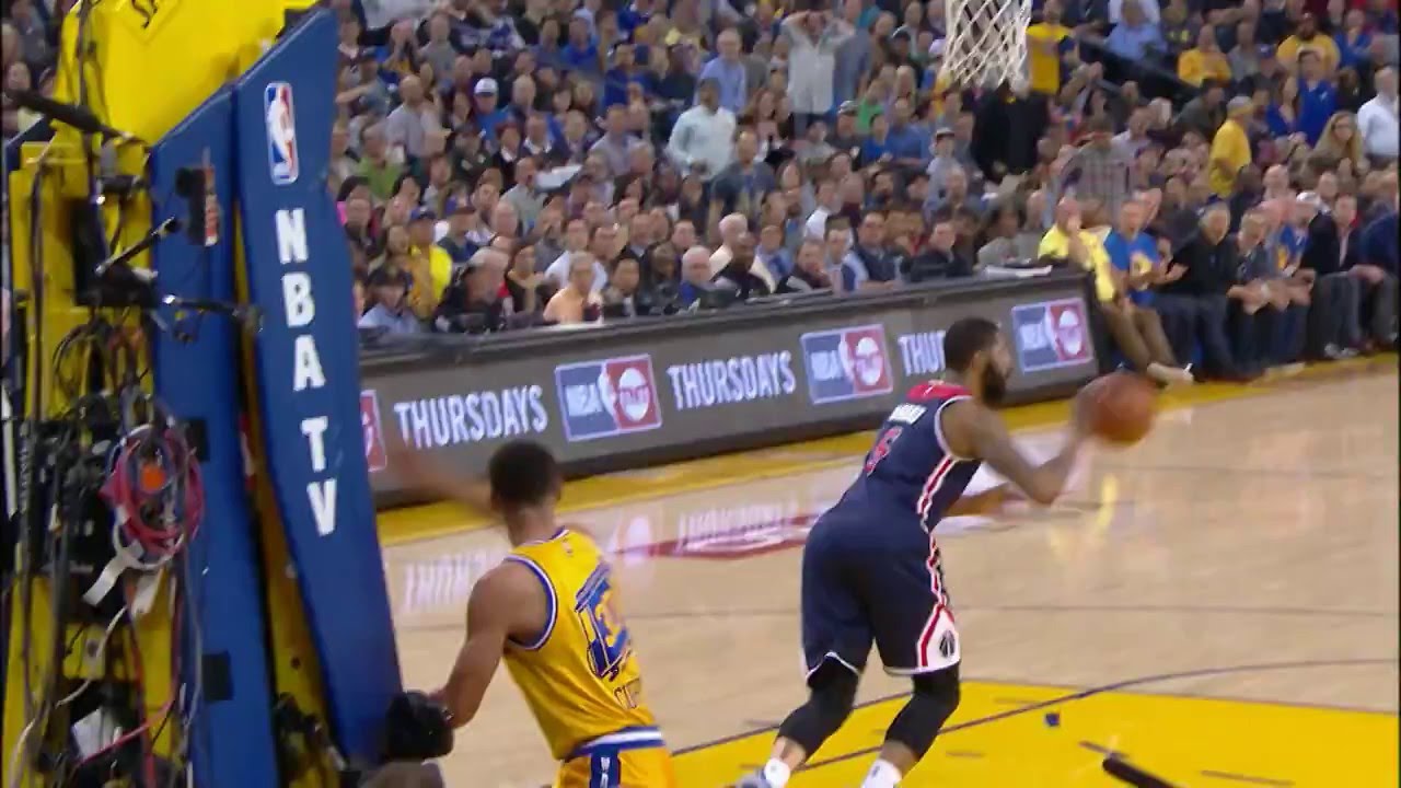 John Wall chases down Stephen Curry for the swat