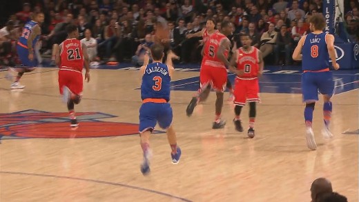 Jose Calderon with the full court lob to Derrick Williams