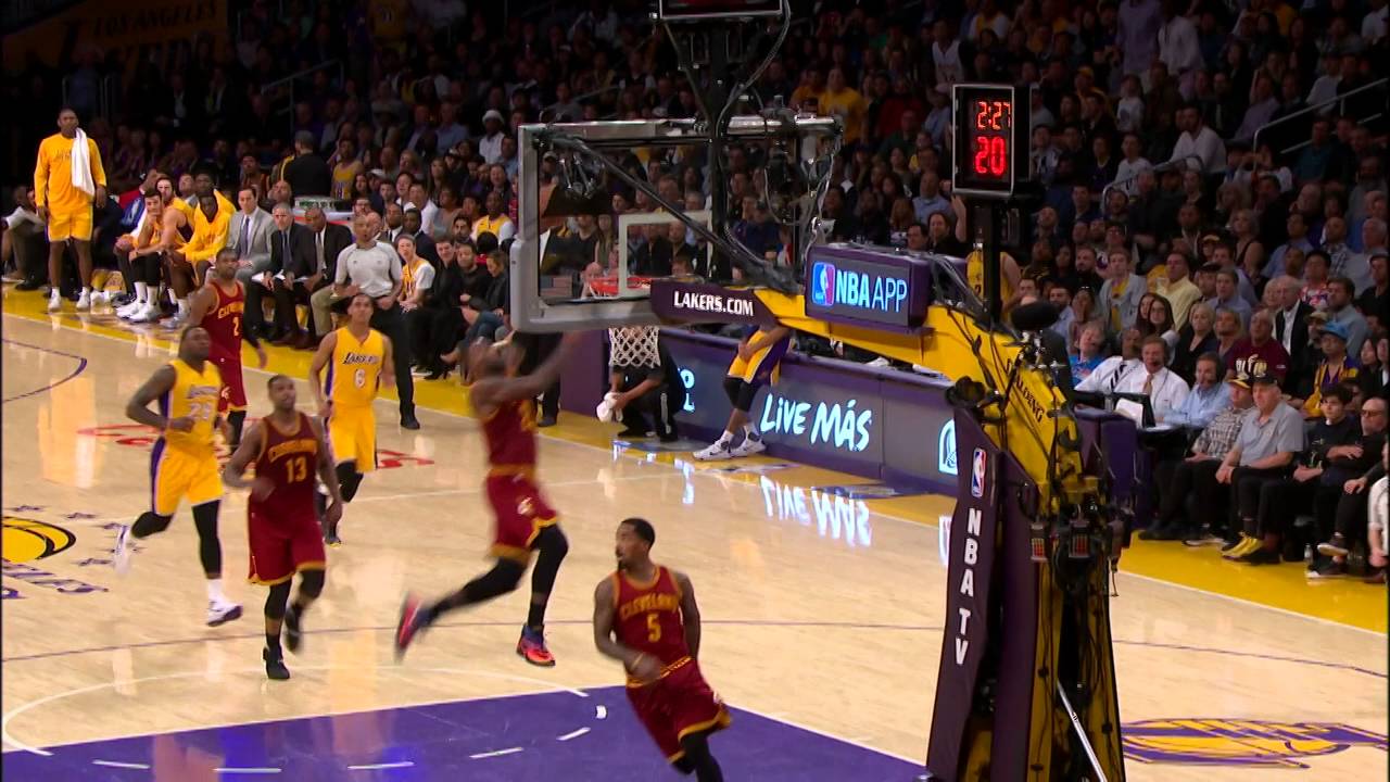 JR Smith throws the back board alley-oop to LeBron James