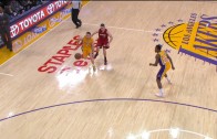 Lakers guard Marcelo Huertas hides behind Erik Spoelstra for steal