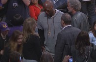 Lamar Odom attends Lakers game & greets Jeanie Buss