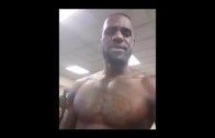 LeBron James fired up after a workout