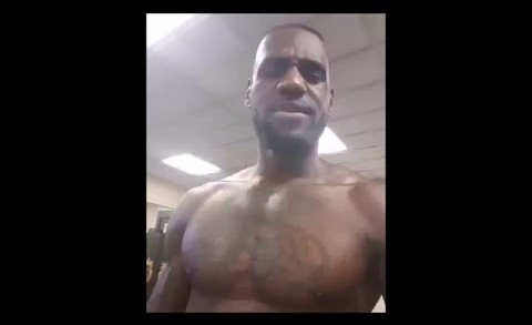 LeBron James fired up after a workout