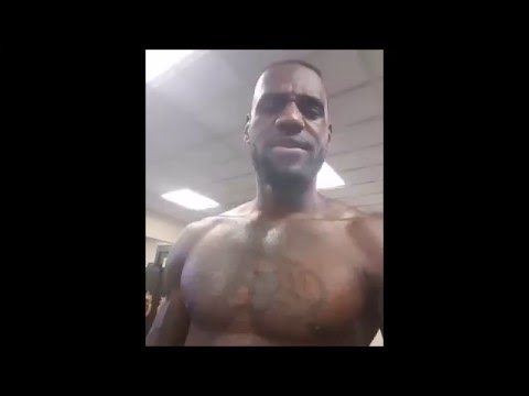 LeBron James fired up after a workout