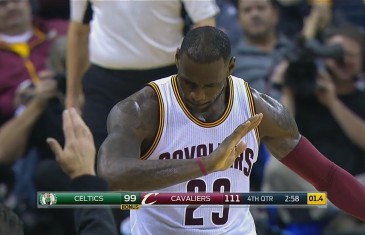 LeBron James hits the dab after the bucket