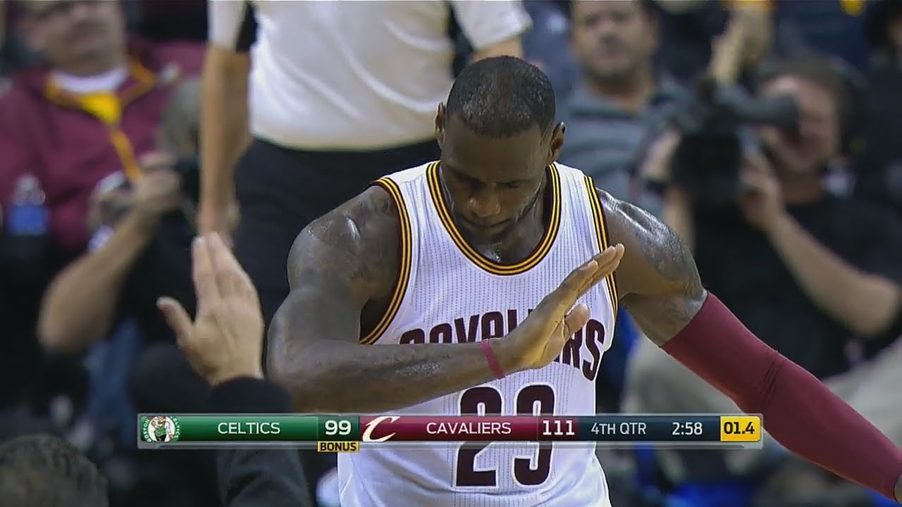 LeBron James hits the dab after the bucket