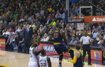 LeBron James throws down the electric reverse slam