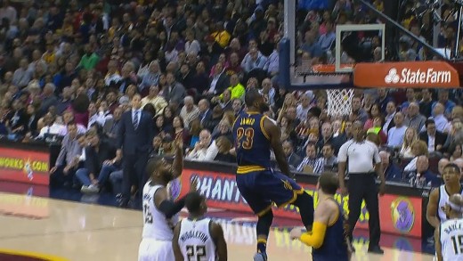 LeBron James throws down the electric reverse slam