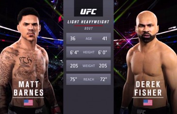 Matt Barnes vs. Derek Fisher simulated match in ‘UFC 2’ video game
