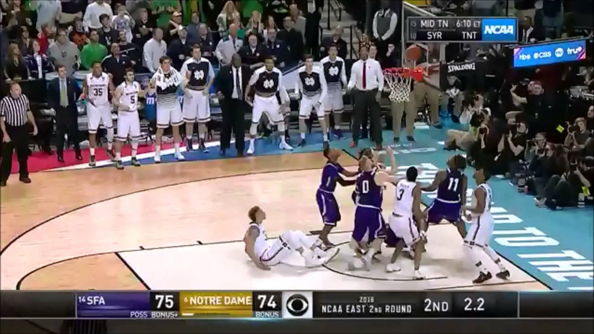 Notre Dame beats Stephen F. Austin on last second tip in