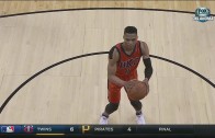Russell Westbrook miraculously tips in his own free throw miss