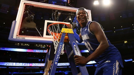 Seton Hall cuts down the net after winning Big East Tournament