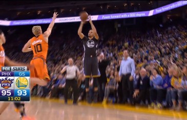 Stephen Curry hits 3-pointer & turns away before it goes in