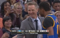 Steve Kerr hit with technical foul & losses it on the refs
