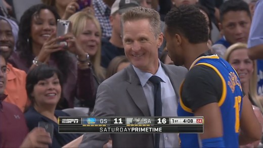 Steve Kerr hit with technical foul & losses it on the refs