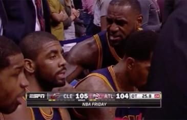 LeBron James yells at Kyrie Irving on the bench