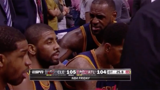 LeBron James yells at Kyrie Irving on the bench