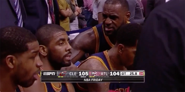 LeBron James yells at Kyrie Irving on the bench