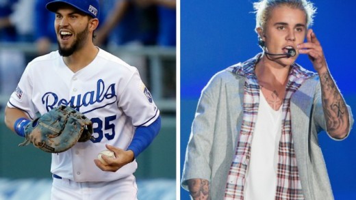 Fans surround & go nuts for Eric Hosmer at Justin Bieber concert