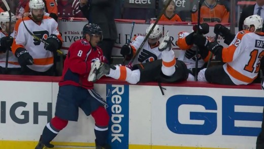 Alex Ovechkin drills Flyers’ Schenn into the bench