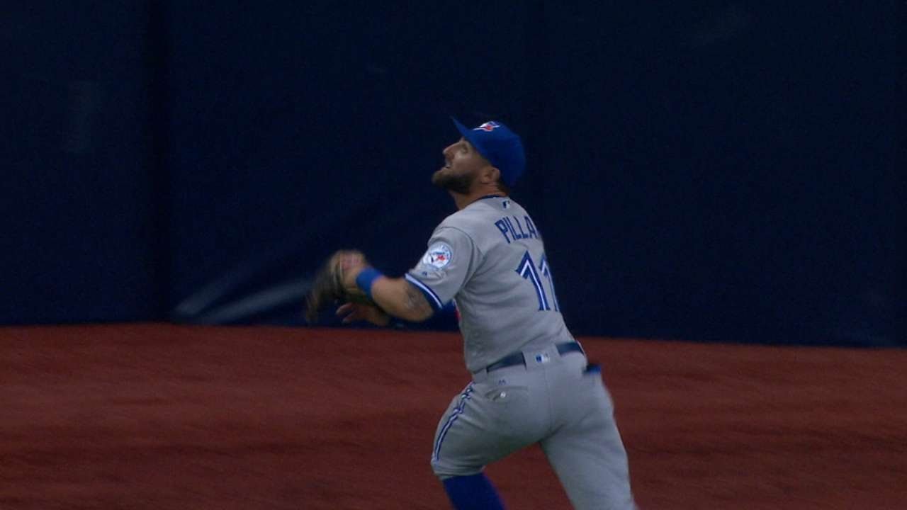 Back At It: Kevin Pillar makes the diving grab & puts his neck on the line