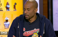 Bomani Jones wears “Caucasians” Cleveland Indians themed shirt