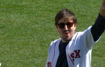 Boston Marathon survivor & Jake Gyllenhaal throw out first pitch in Boston