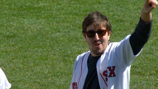 Boston Marathon survivor & Jake Gyllenhaal throw out first pitch in Boston