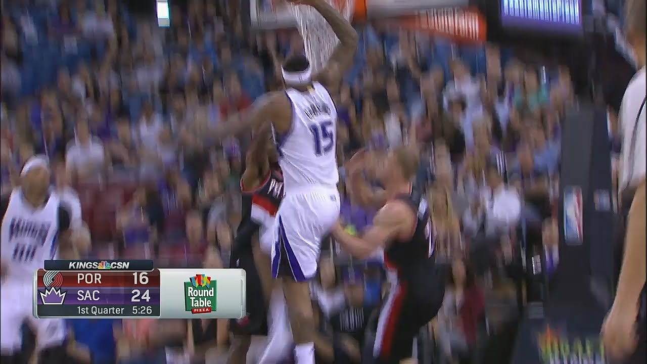 DeMarcus Cousins dunks on two Trail Blazers