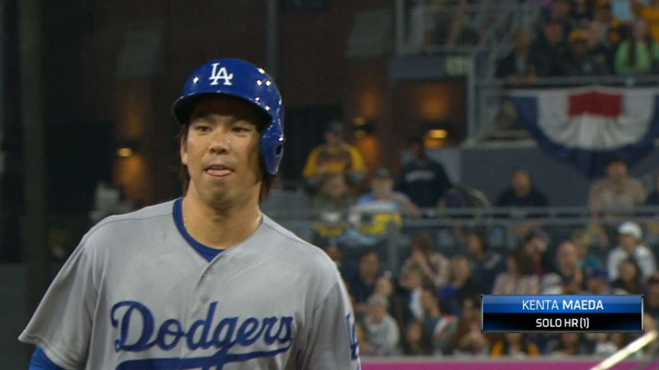 Dodgers pitcher Kenta Maeda goes yard in MLB debut