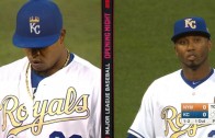 Edinson Volquez wears wrong Royals hat during 1st inning