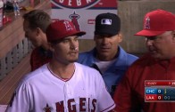 Game stops after Angels pitcher Andrew Heaney gets a bloody nose