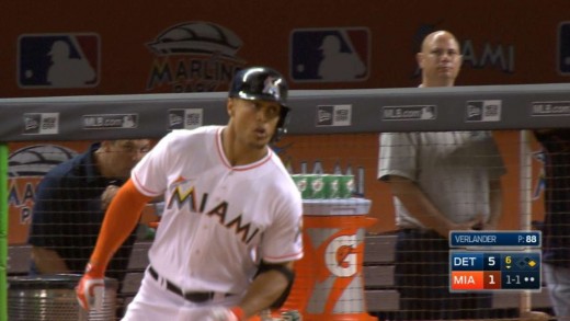 Giancarlo Stanton blasts his first homer of the year