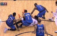 Justin Anderson elbows Russell Westbrook in the head
