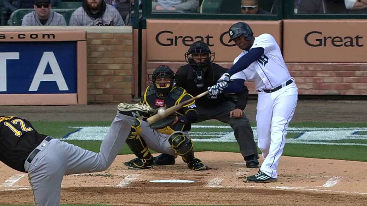 Justin Upton destroys his first homer into center field camera well