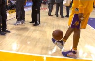 Kobe Bryant show off his soccer skills by playing keep ups