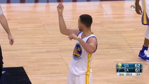 Layup: Steph Curry banked in a 65 footer after the buzzer